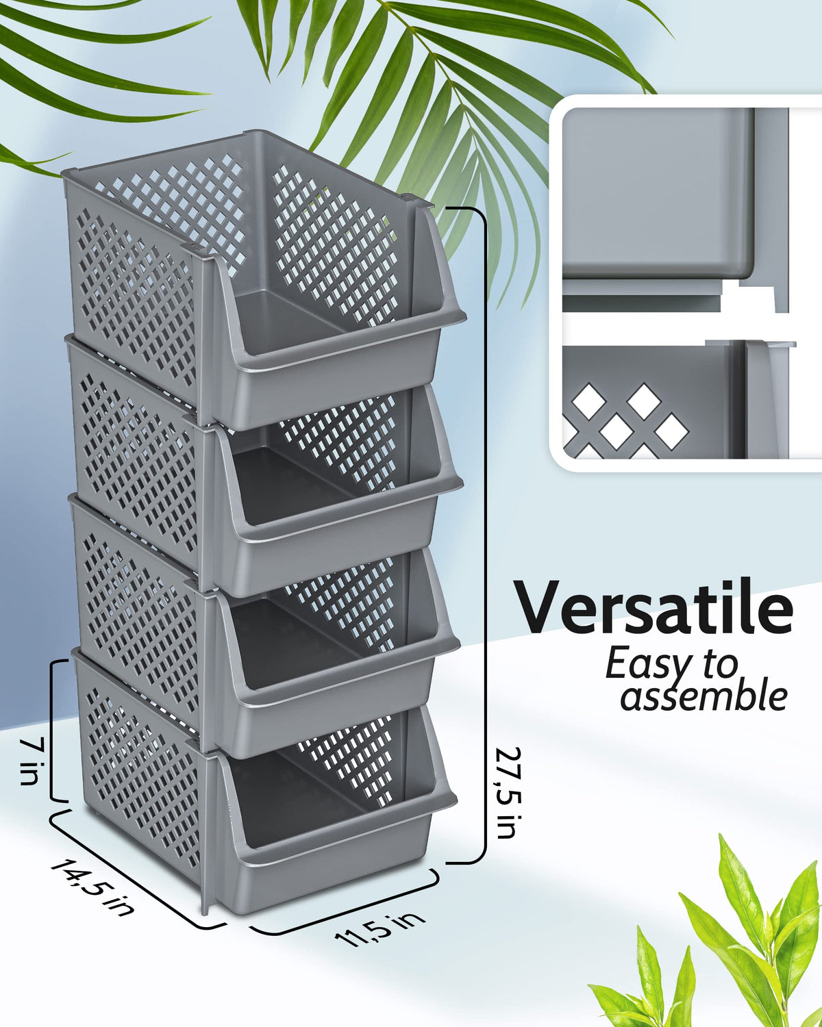 Skywin TidyFriend stackable storage bin designed for space-saving closet organization.