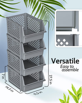 Skywin TidyFriend stackable storage bin designed for space-saving closet organization.