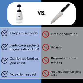 Slap Chop large cup container collects chopped ingredients neatly for easy prep