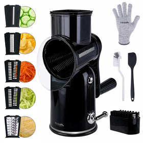 SLEEKDR 5-in-1 rotary grater with handle ready for quick cheese prep