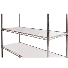 Slendor tier shelving uses a clear non-adhesive liner for easier maintenance.