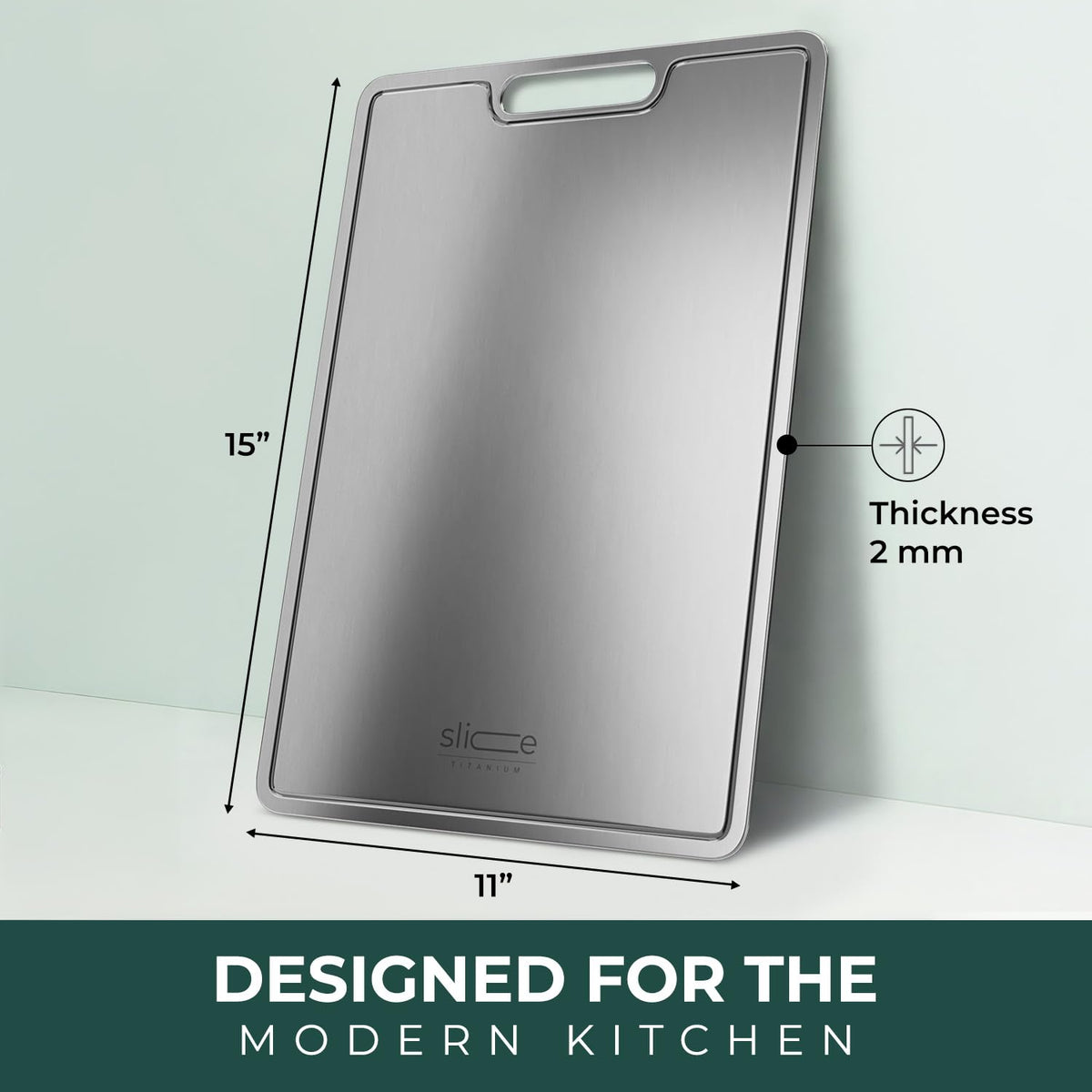 Slice Kitchenware titanium cutting board meat use demonstrates hygienic, non-absorbent prep.