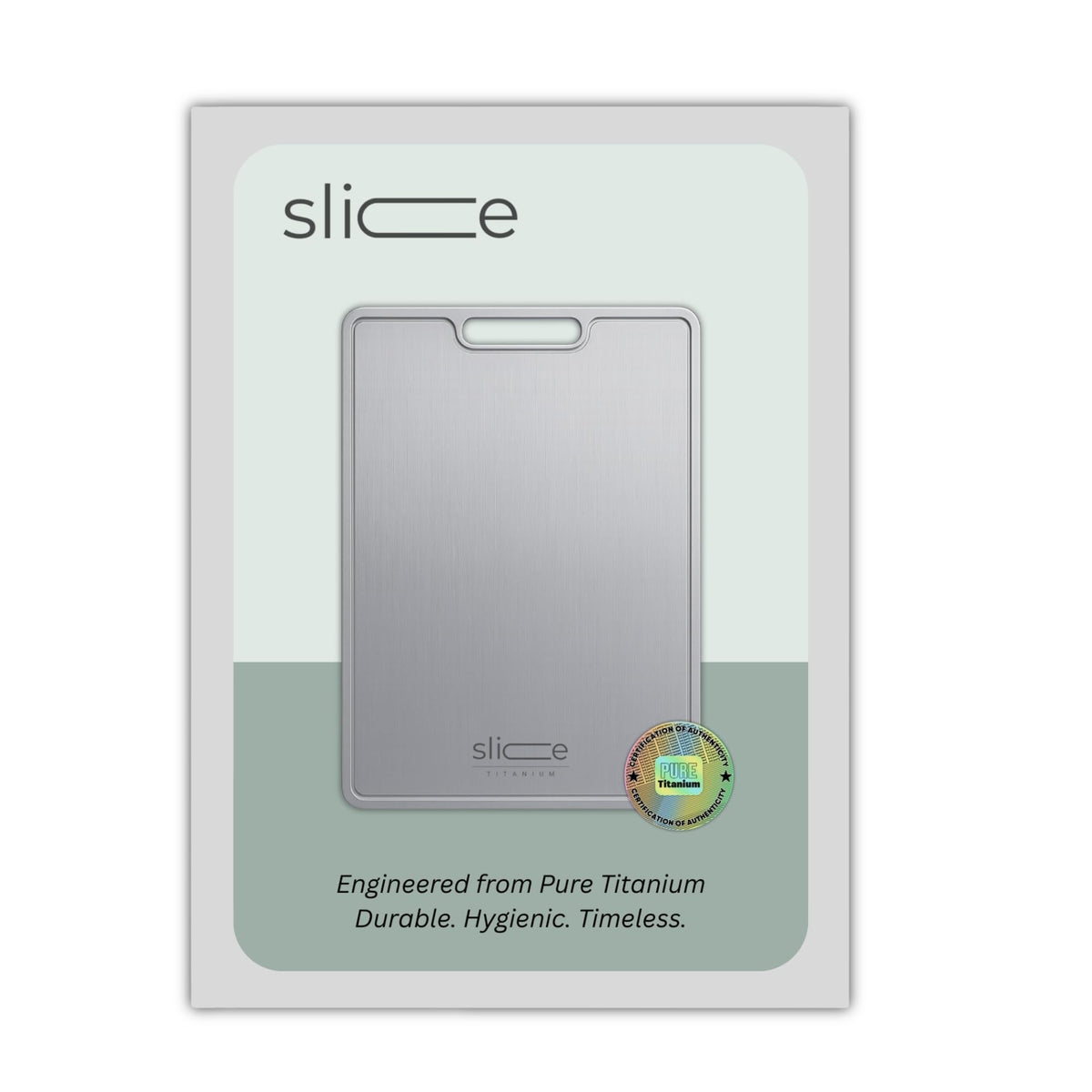 Slice Kitchenware titanium cutting board on counter stays flat thanks to extra thickness.