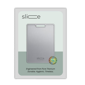 Slice Kitchenware titanium cutting board on counter stays flat thanks to extra thickness.