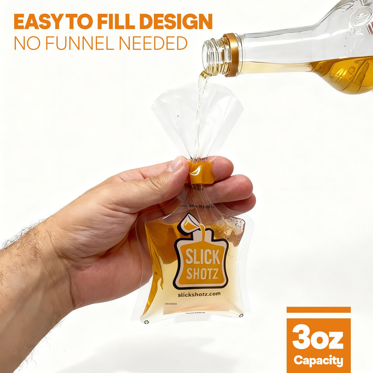 Slick Shotz BPA-free liquid pouch ready for festival beverages and discreet sipping.