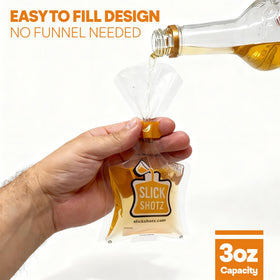 Slick Shotz BPA-free liquid pouch ready for festival beverages and discreet sipping.