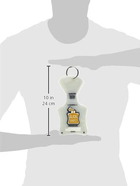 Slick Shotz compact travel flask tucked in bag, visually slim and leak-resistant.
