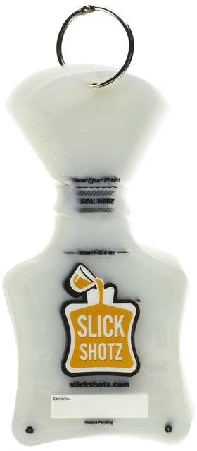 Slick Shotz reusable pouch with eco-friendly label, a refillable option for excursions.