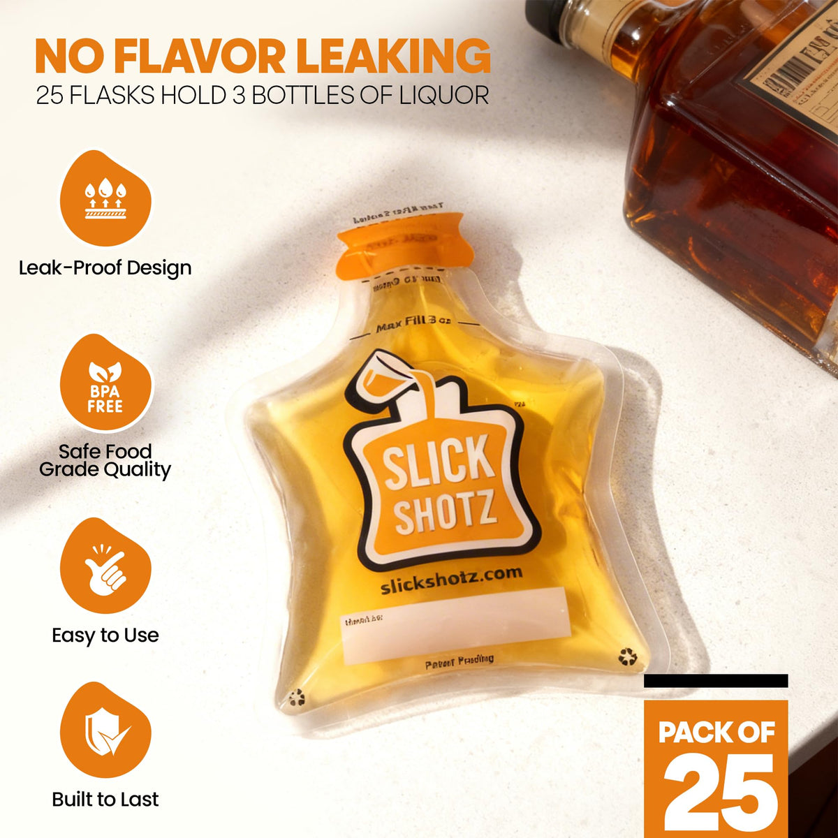 Slick Shotz bottle-like pouch near concert gate, ready for quick refreshments.