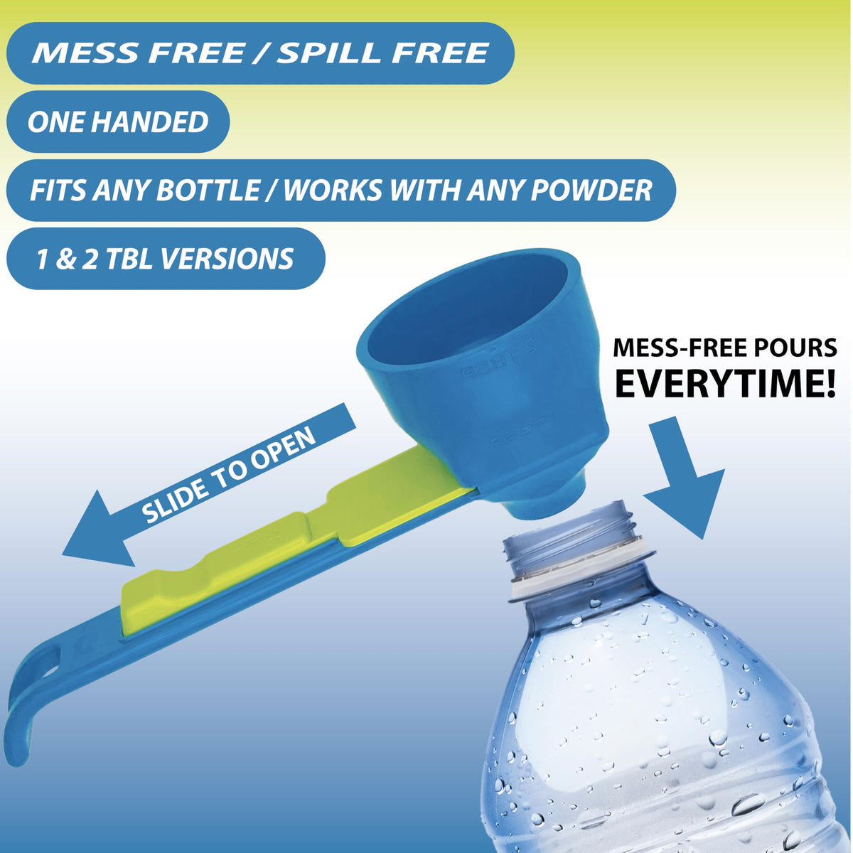 Slide Scoop demonstrates accurate measure with spill-free design