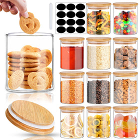 SLifeJars 16 oz glass jar with bamboo lid, ideal for pantry organization