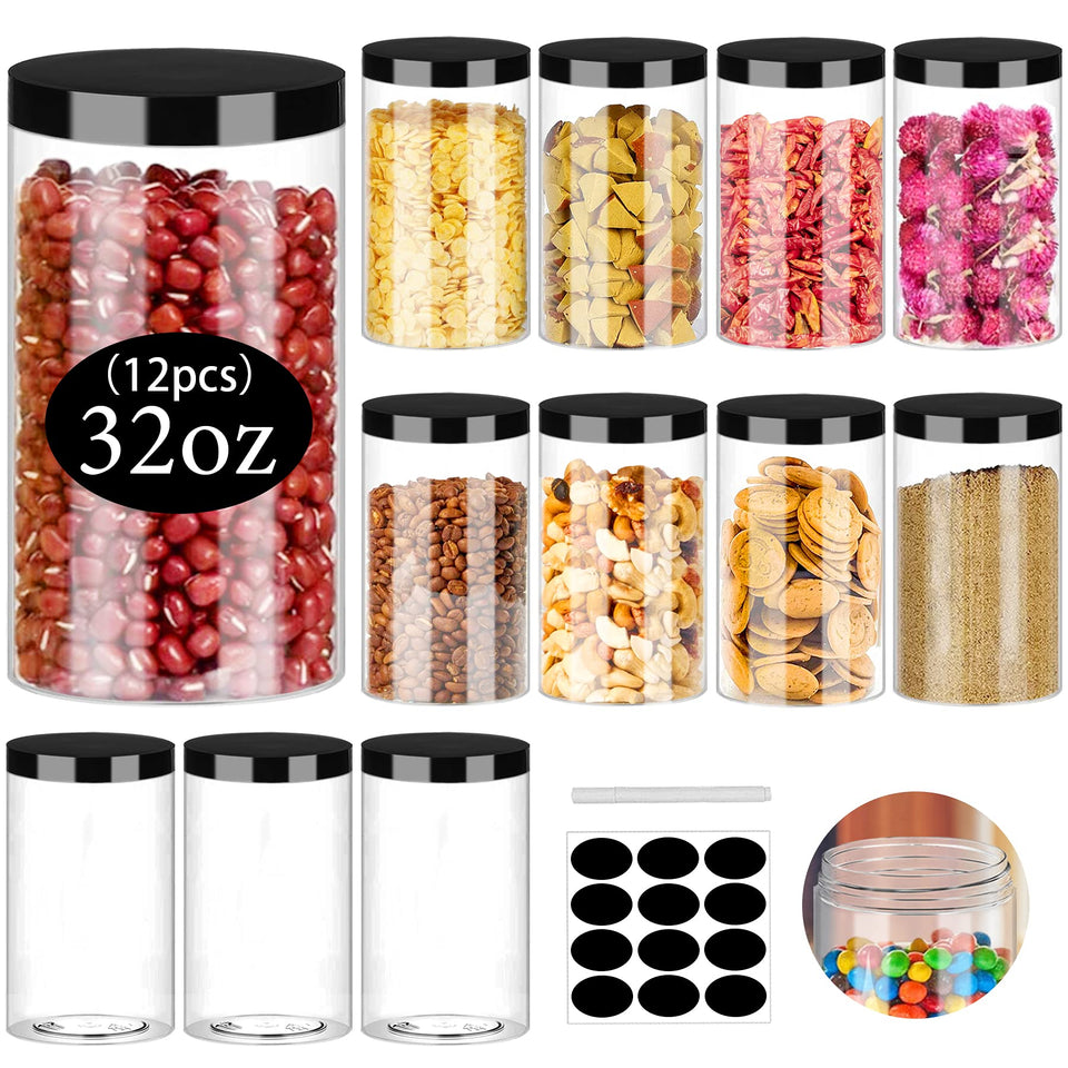 SLifeJars 32oz clear jar front view for easy pantry organization.