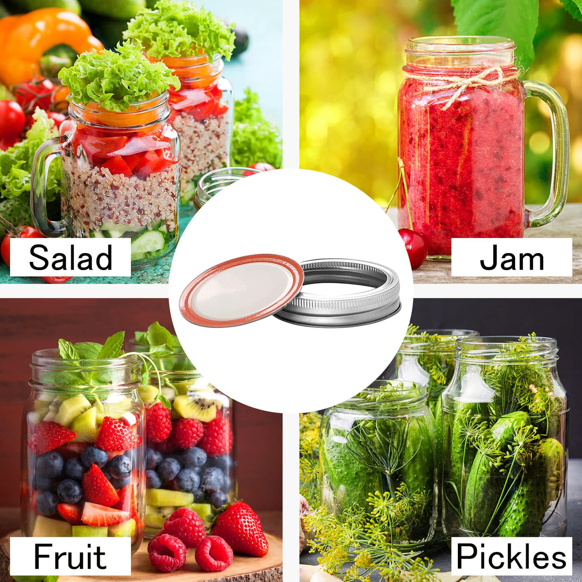 SLifeJars regular-mouth set supports canning, spice jars, tea, and more.