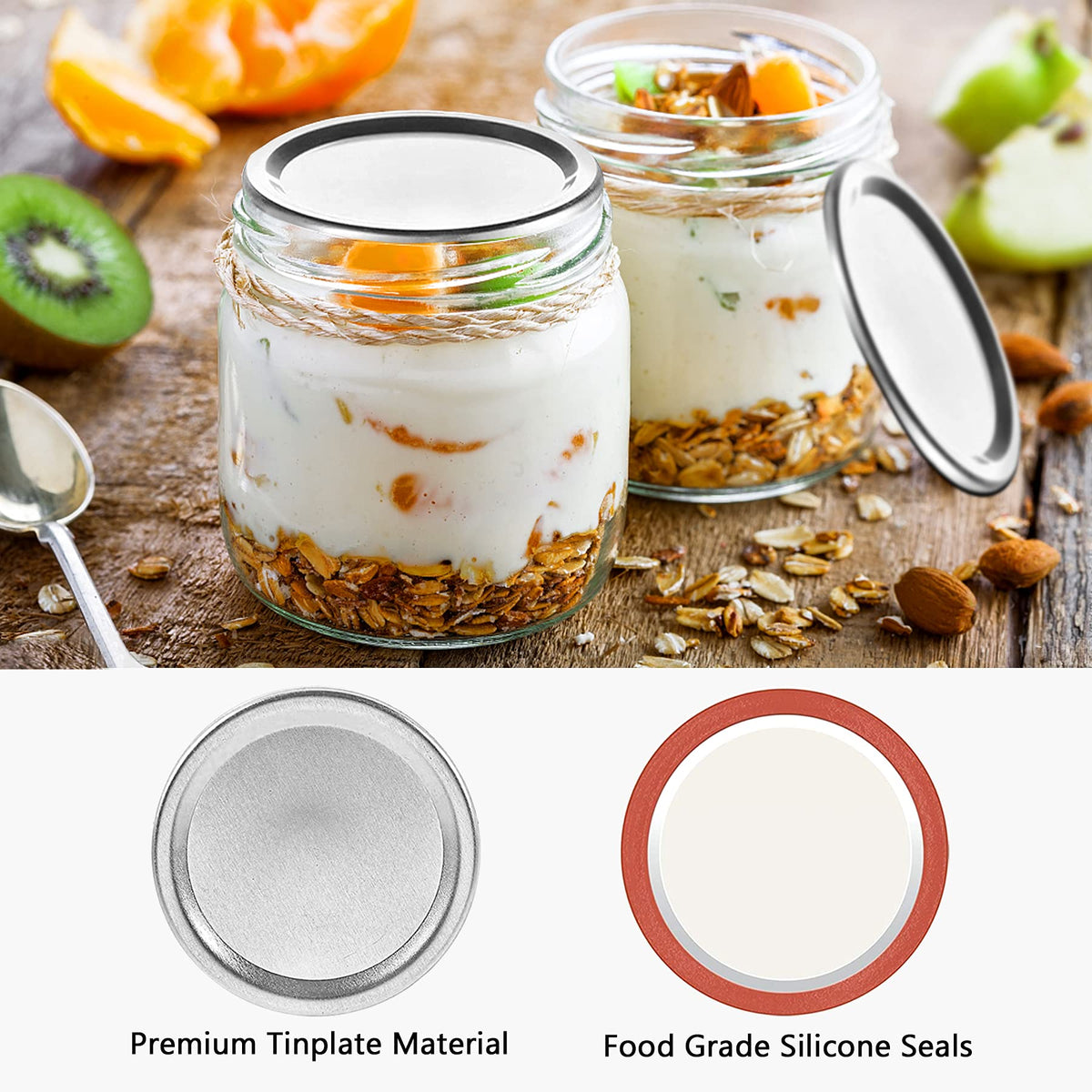 SLifeJars rust-resistant tinplate lids stay sturdy during jam and pickle storage.