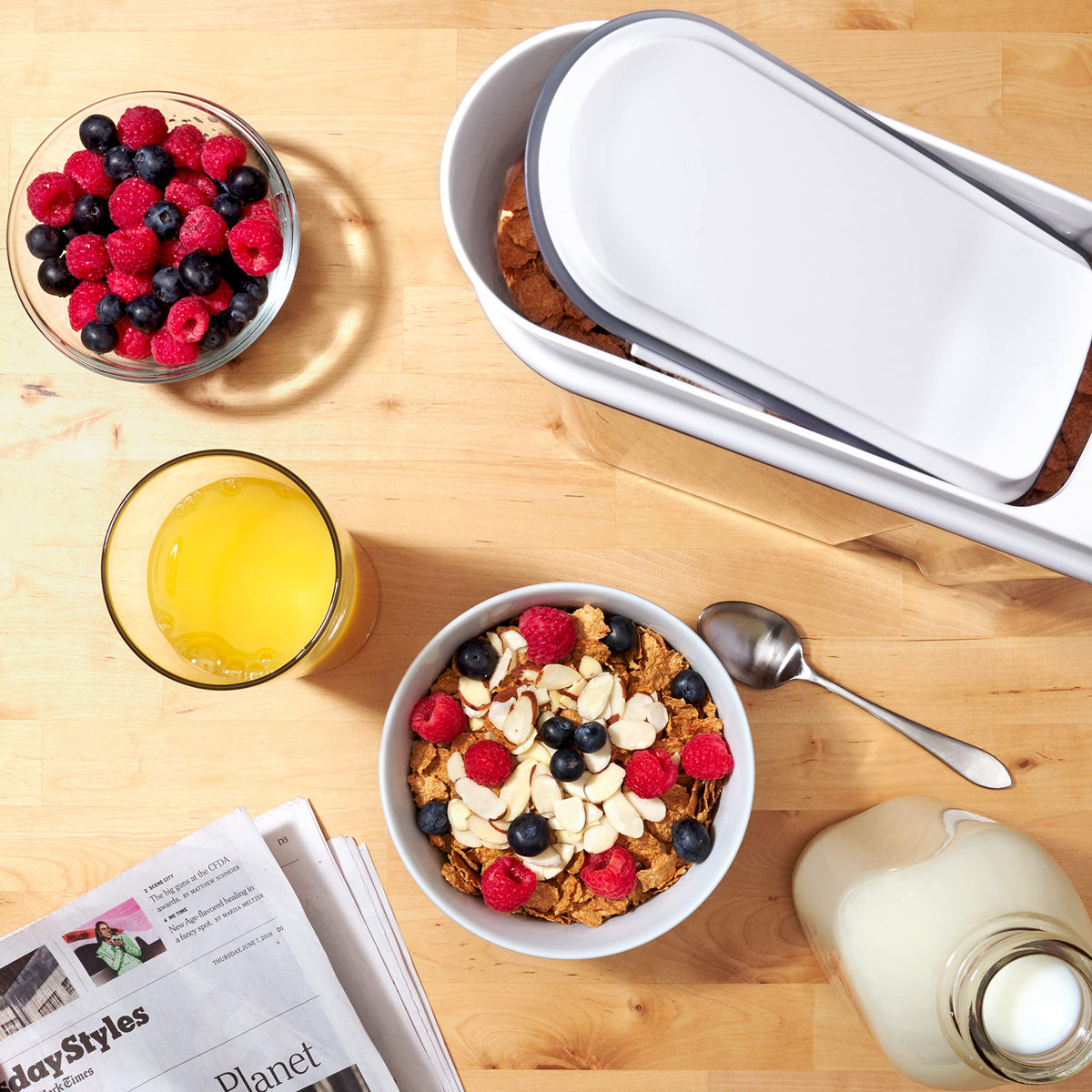 OXO Good Grips POP cereal dispensers slim, stackable containers for pantry efficiency.