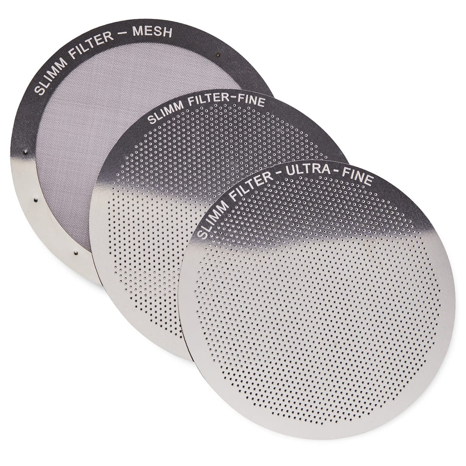 Slimm Filter 3-piece set front view for AeroPress compatibility and clean, flavorful extraction.