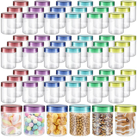Sliner 60pcs clear jars with colorful lids for organized storage.