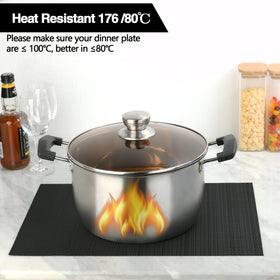 SLKQG black placemats on dining table arrangement, Prevents slips while adding chic style.