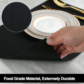 SLKQG black placemats waterproof, easy clean, ideal for sauces and spills.