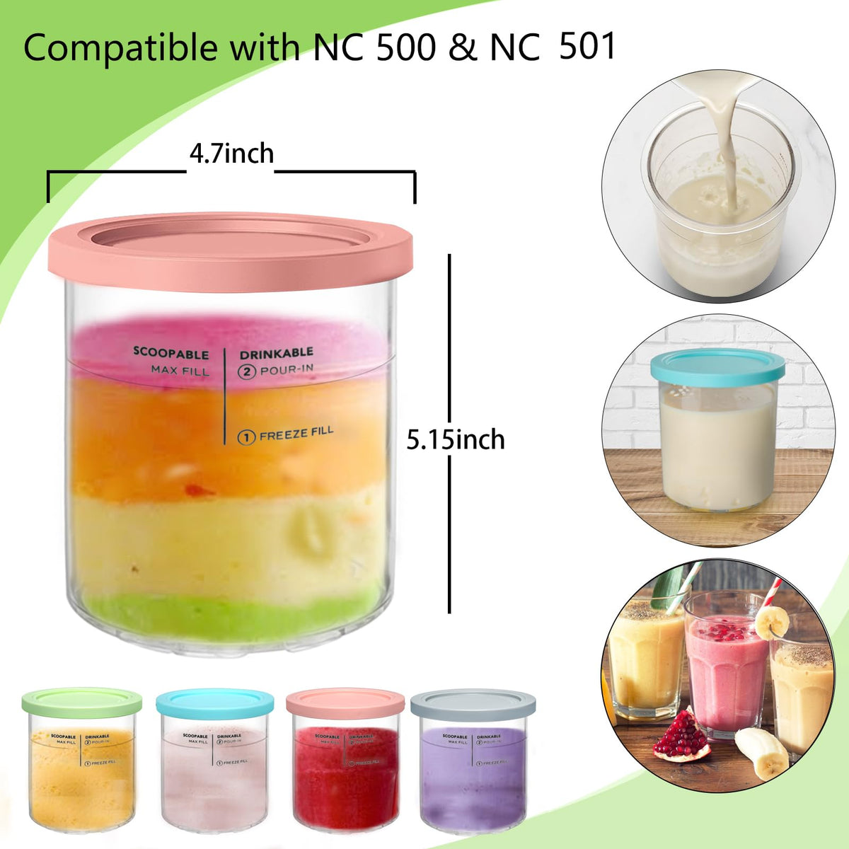 SLLFLY Compatible with Ninja Creami NC501/NC500 for versatile dessert making