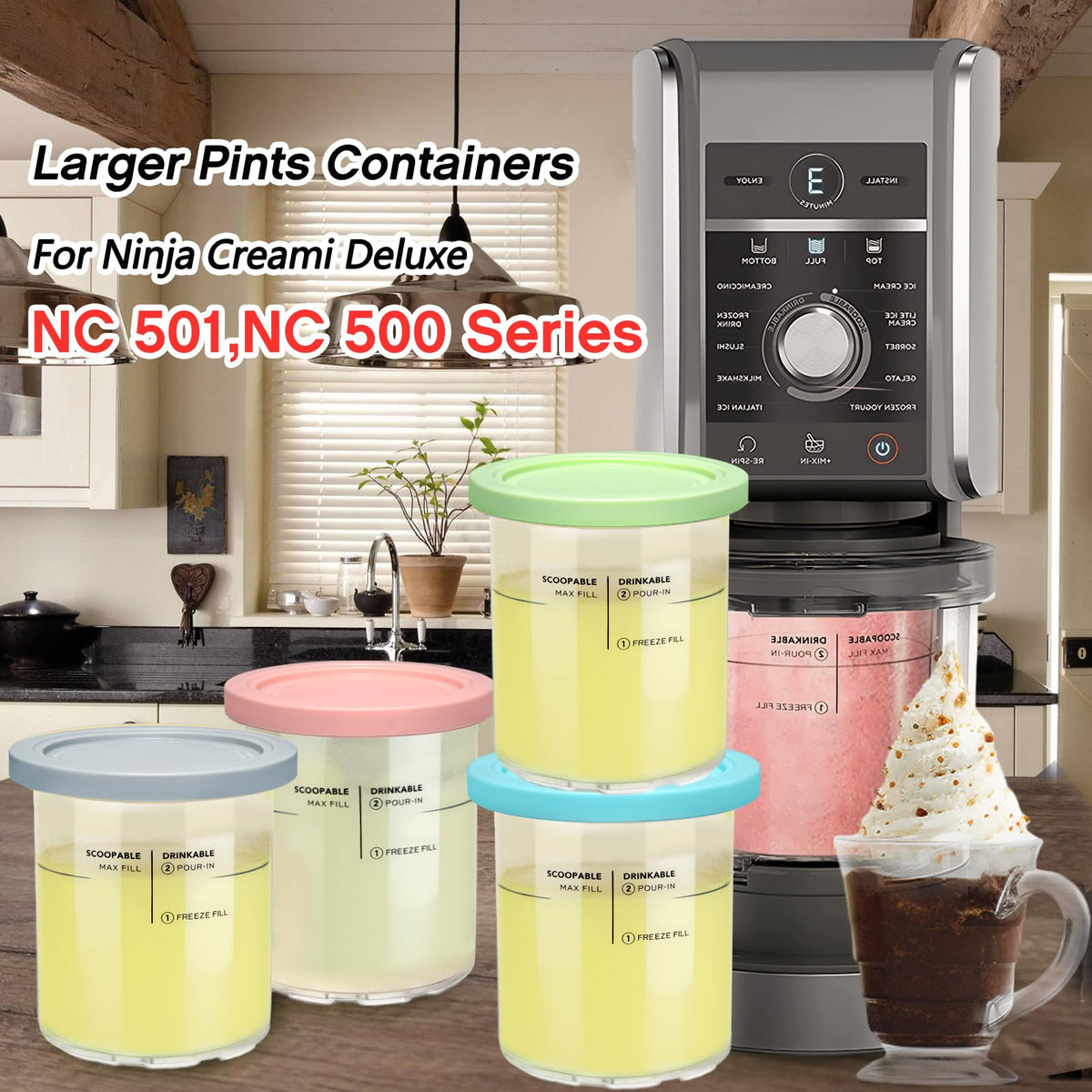 SLLFLY Creami Deluxe 4-pint pack provides extra storage for favorites