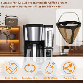 SLLFLY filter back view highlights compatibility with Ninja 12-Cup brewers.