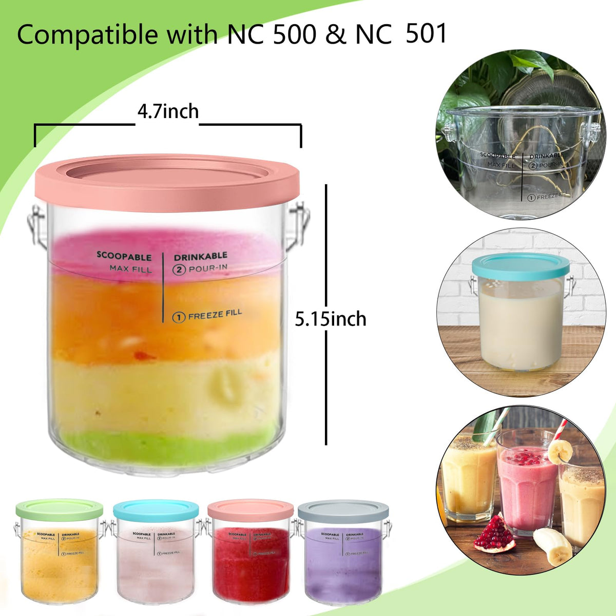 SLLFLY four-pint set with four lids for batch prep.