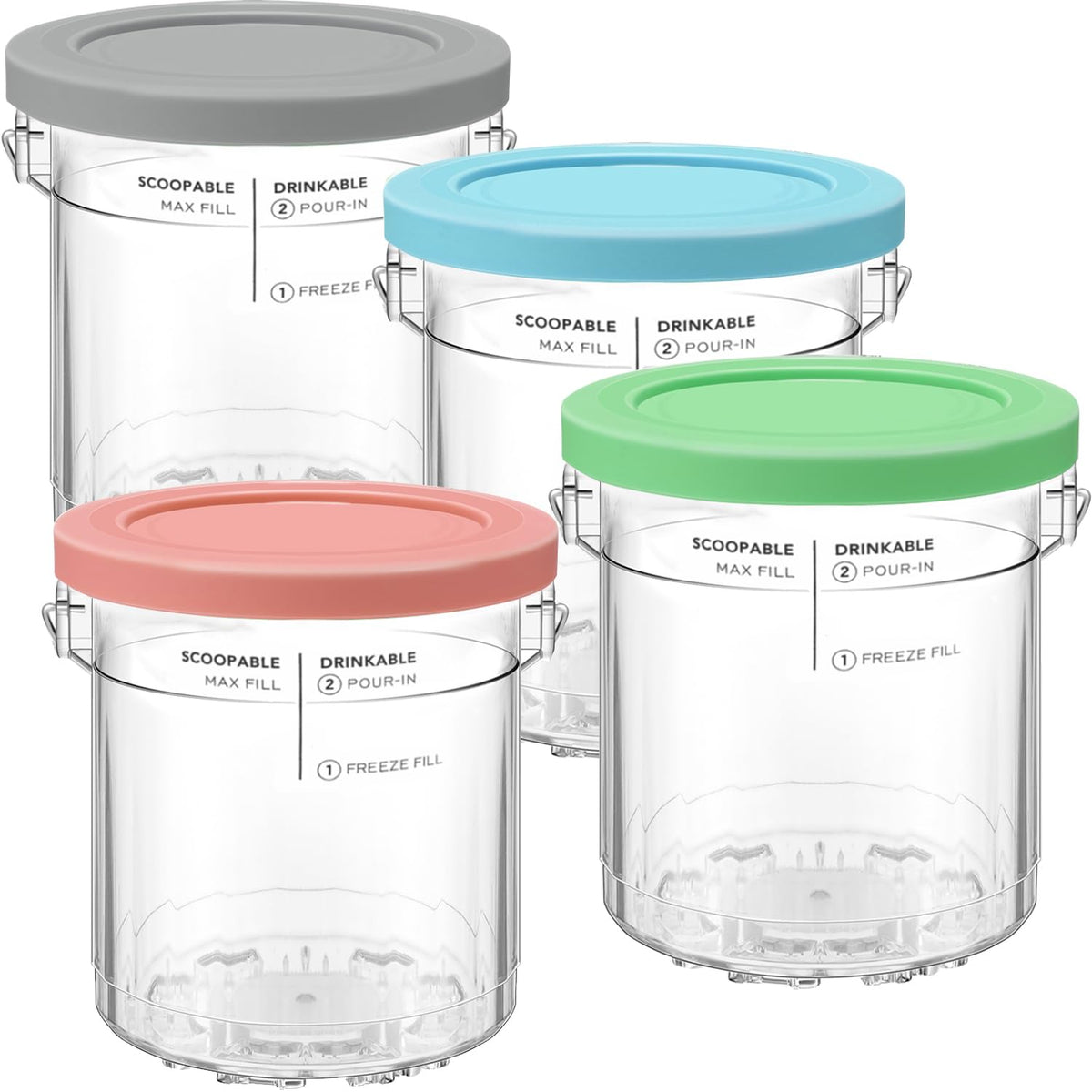 SLLFLY Ninja Creami Deluxe pint cups with built-in handles for easy freezer removal.