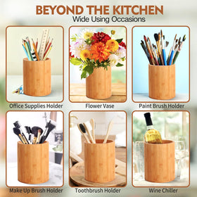 SLNIHAMS bamboo countertop decor organizer adds tidy, stylish organization.