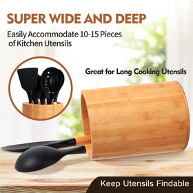 SLNIHAMS bamboo utensil holder is easy to clean and durable.