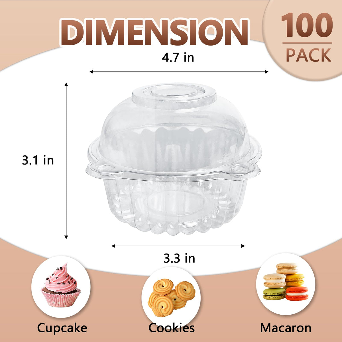 Slomg 100-pack cupcake containers for bulk party prep