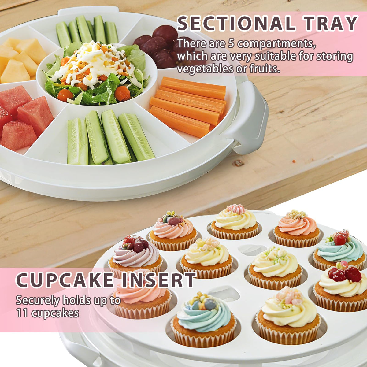 Slomg transparent dome lid shows treats while maintaining freshness.