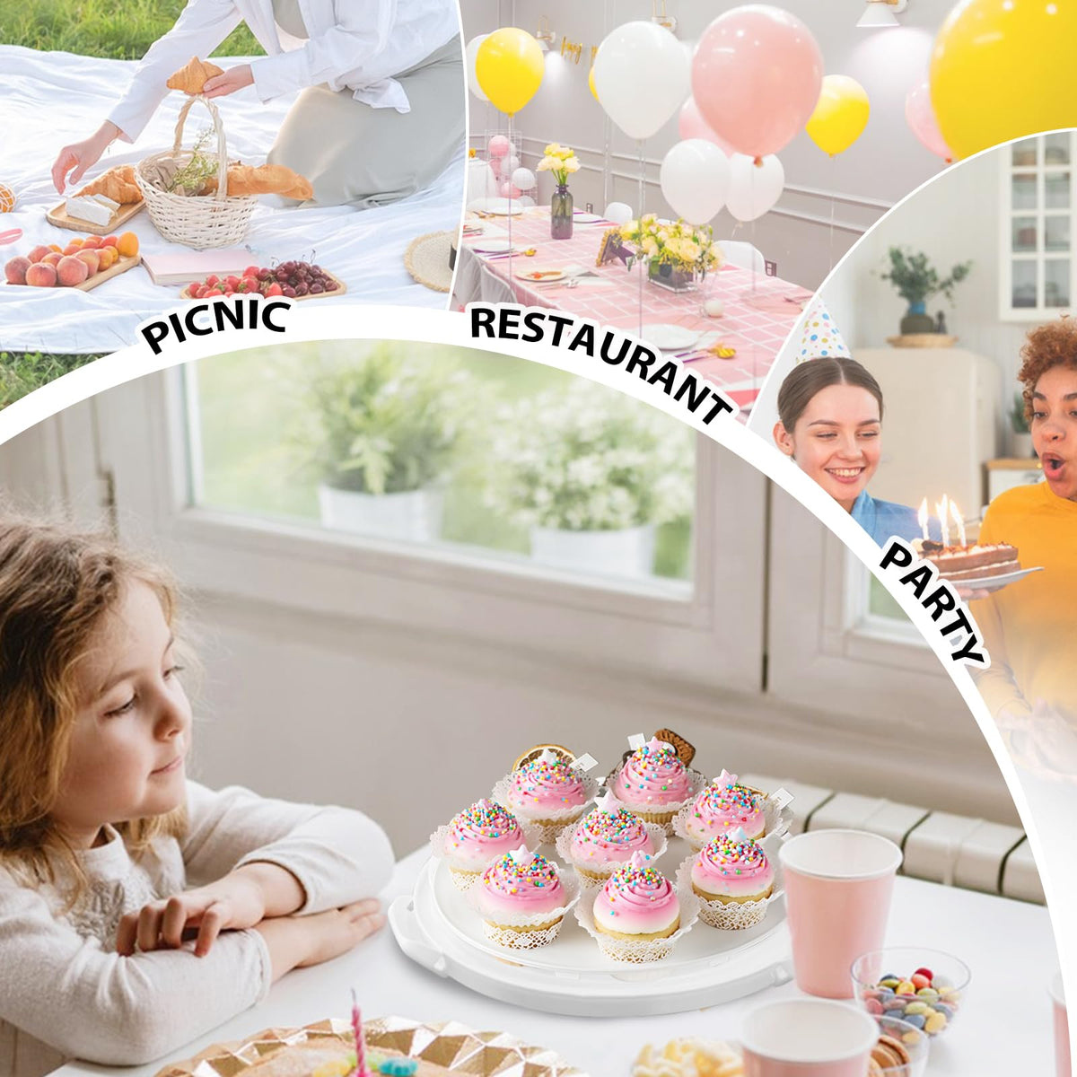 Slomg white storage carrier suits picnics and parties with an elegant presentation.