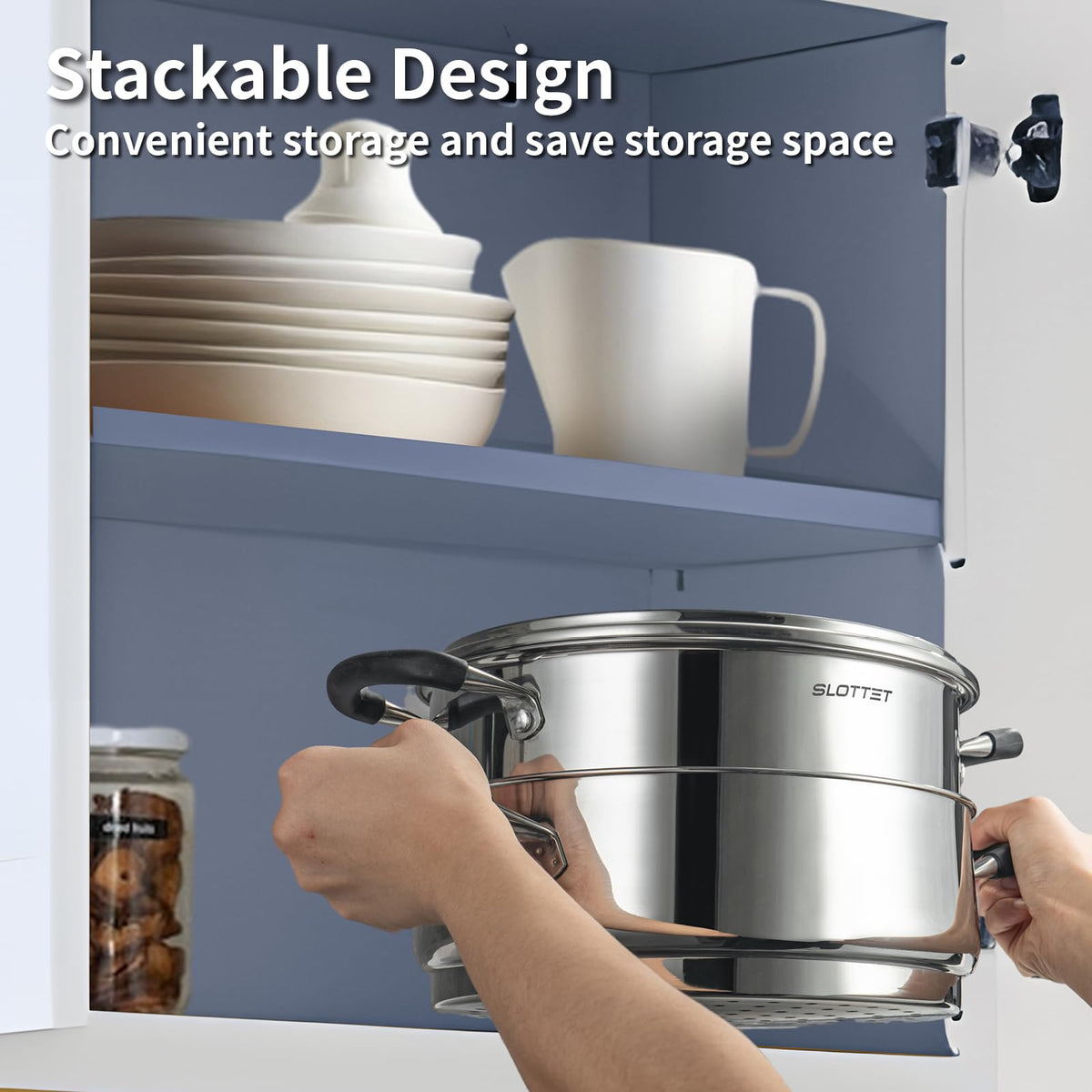 Slottet 18-8 stainless steel stockpot for durable, safe daily cooking.