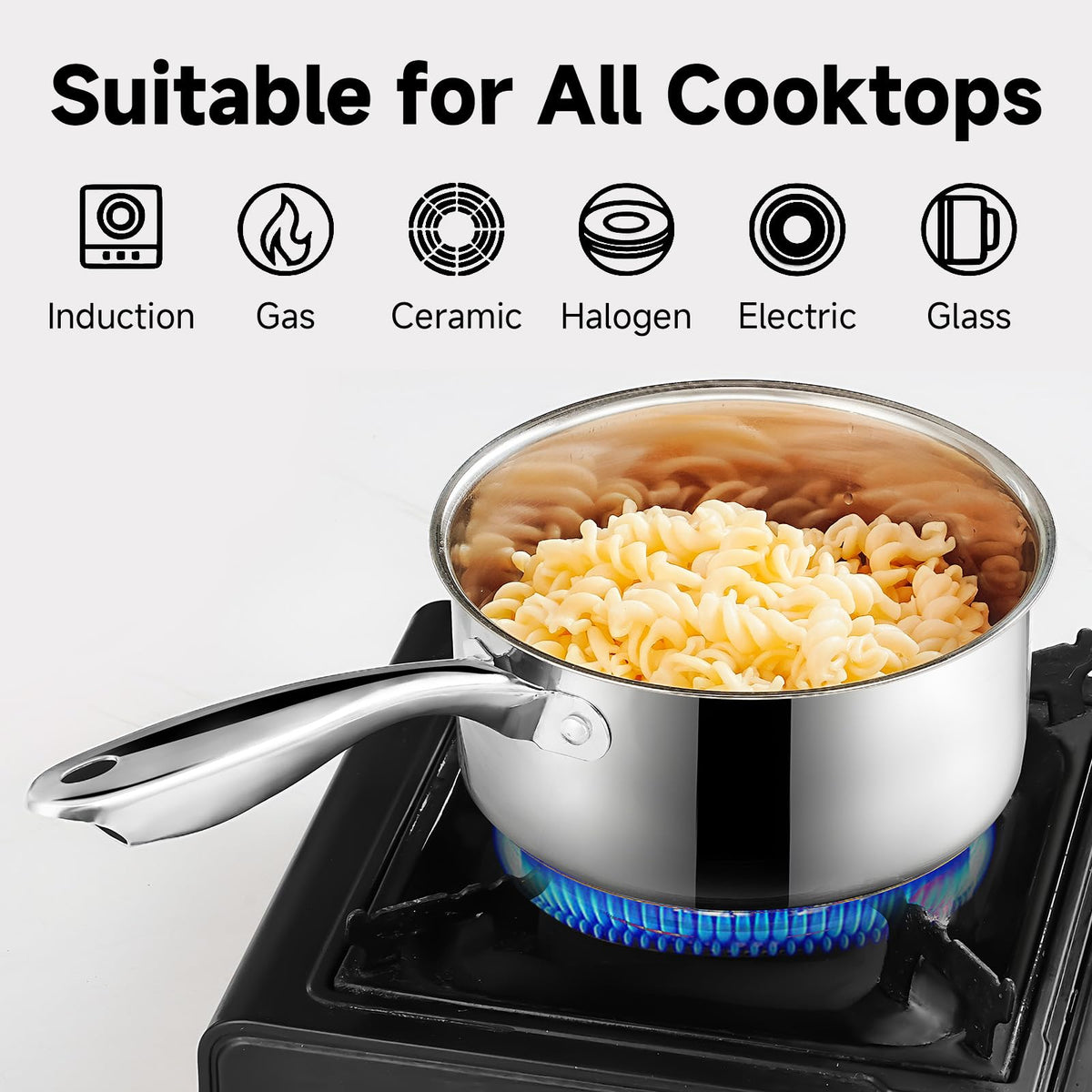 SLOTTET 3qt saucepan with lid for larger portions on induction.