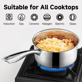 SLOTTET 3qt saucepan with lid for larger portions on induction.