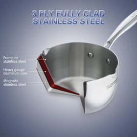 SLOTTET saucepan pour spout aids precise pouring and reduced splashes.
