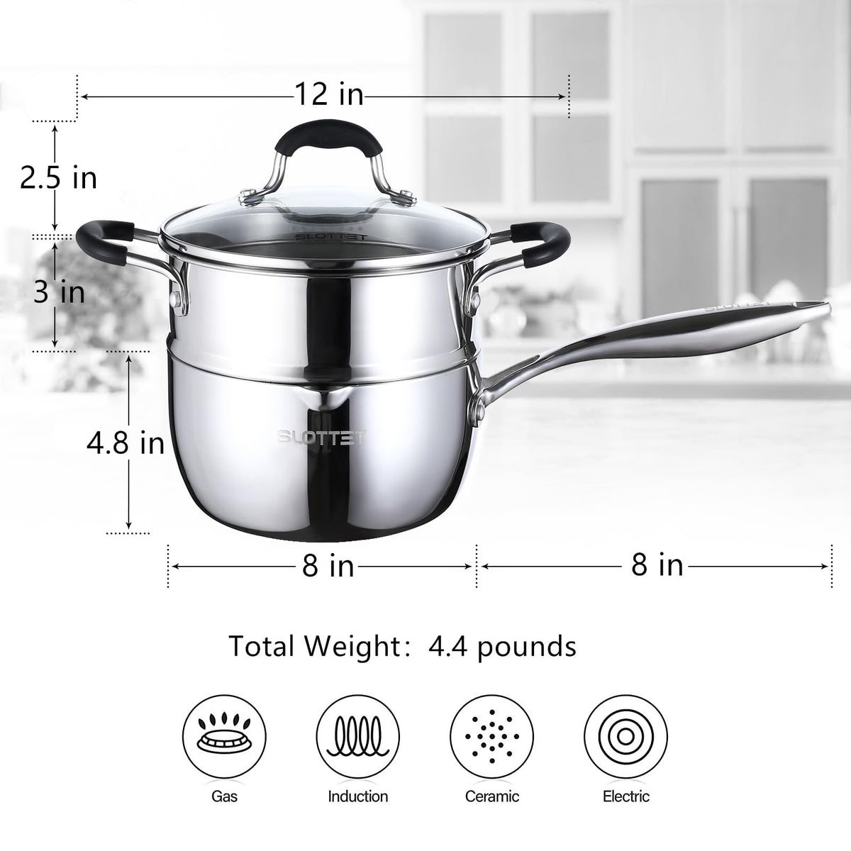 SLOTTET tri-ply full body provides even heat distribution.