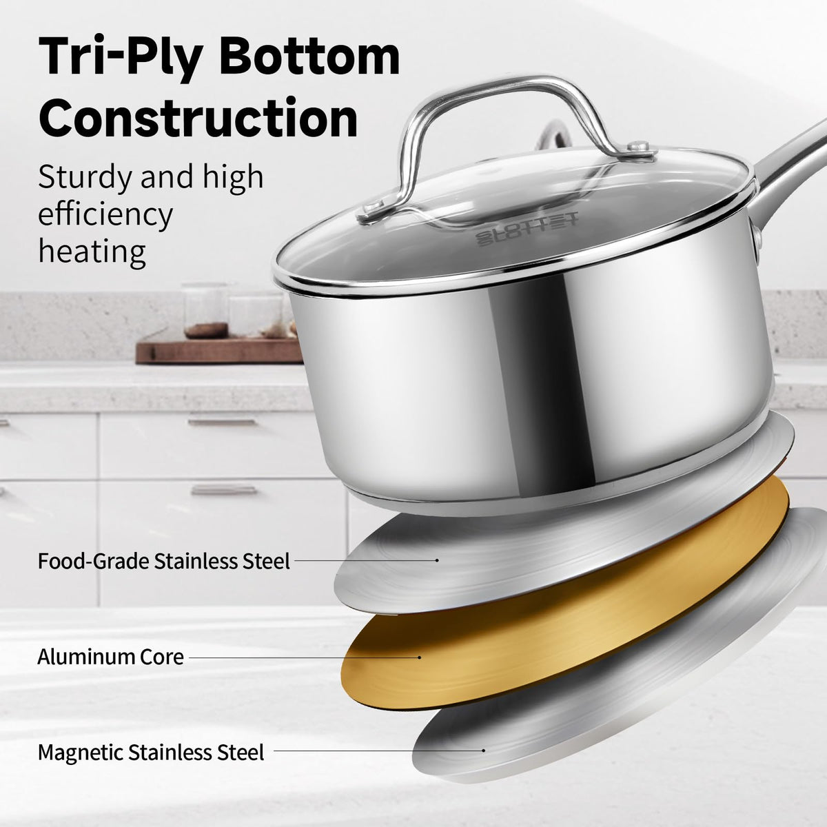 SLOTTET stainless steel pans endure everyday cooking without coating peeling.