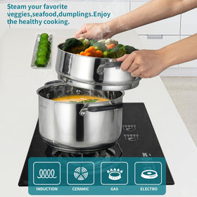 Slottet stockpot with inside measurement marks for precise portions.