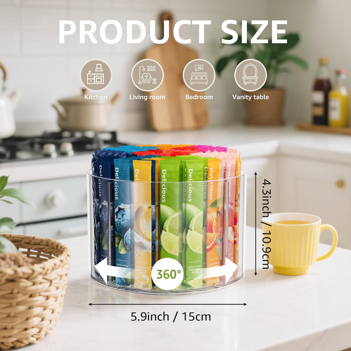 Slow Slog Divided Drink Packet Organizer rotating base demonstrates smooth 360° access.