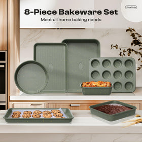 Slow Slog two pie pans, loaf pan and square pan for versatile baking.