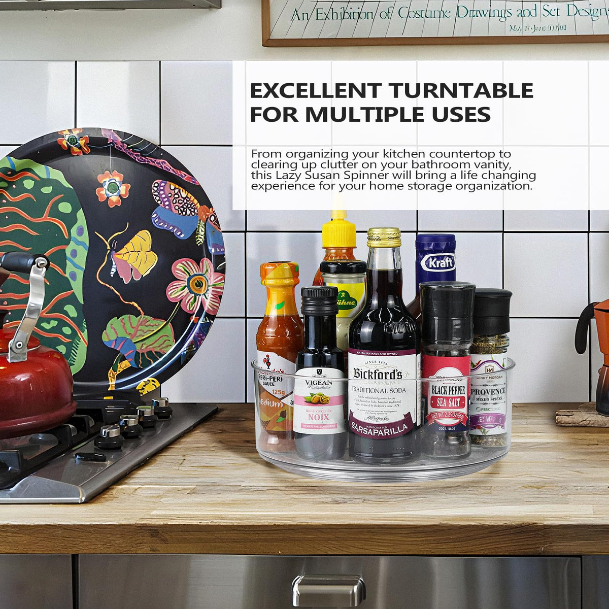 Slow Slog rotating organizer with raised edges prevents spills