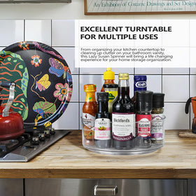 Slow Slog rotating organizer with raised edges prevents spills