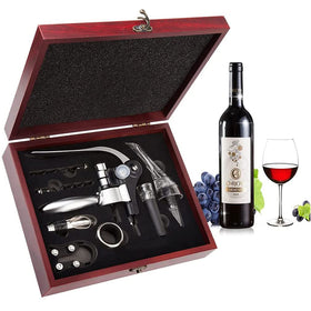 Smaier wine opener kit with wooden case for elegant gifting and easy cork removal