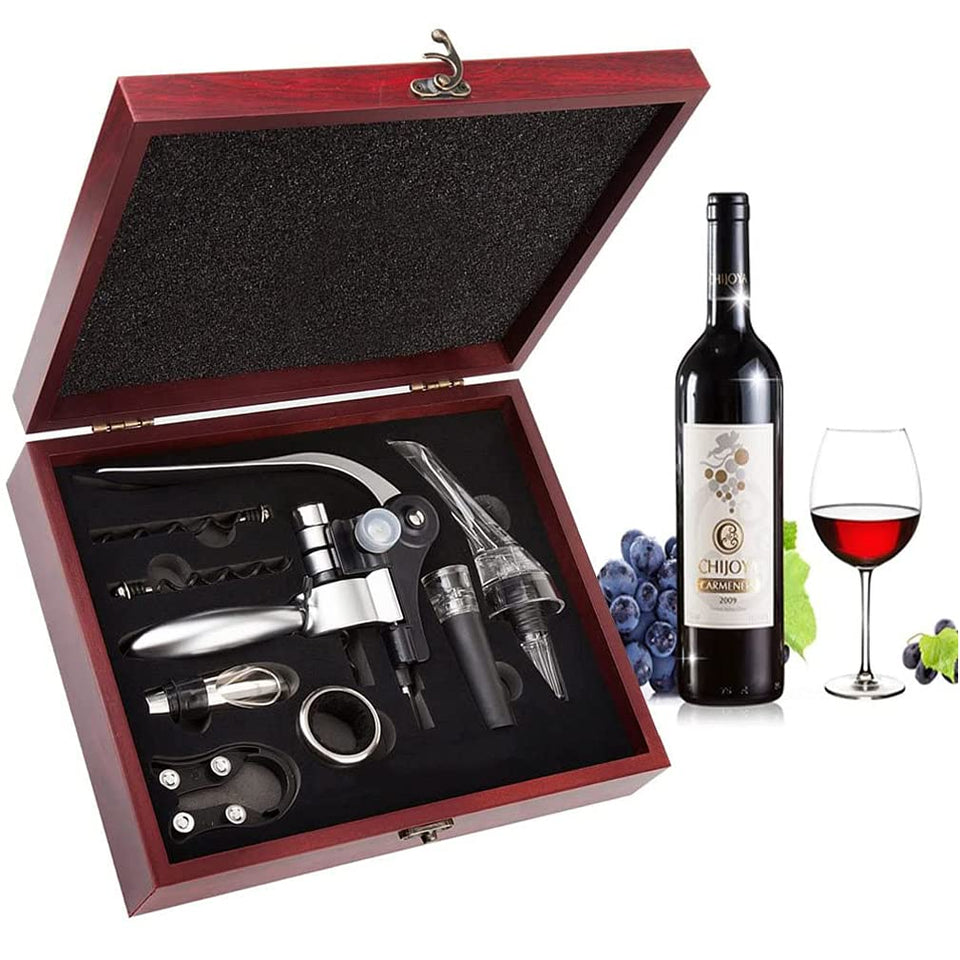 Smaier wine opener kit with wooden case for elegant gifting and easy cork removal