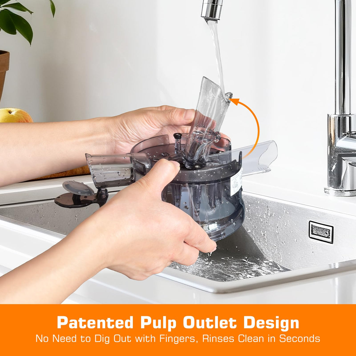 BPA-free materials and secure feed chute ensure safe juice preparation.