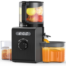 SmallHOO cold press juicer with 6.5-inch feed chute for fast, whole-vegetable juicing.