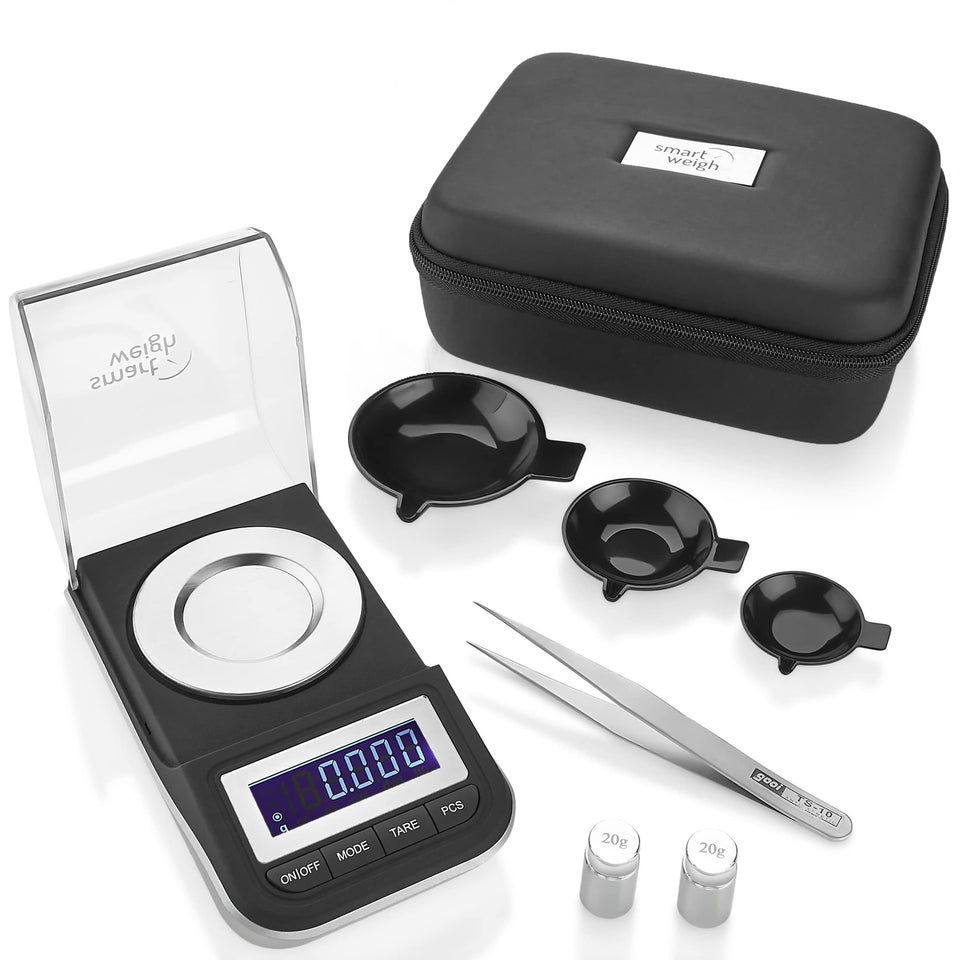 Smart Weigh 50g scale front view showing compact, portable precision.