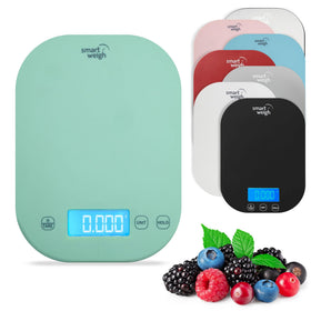 Smart Weigh mint green digital scale, top view, ideal for precise portion control.